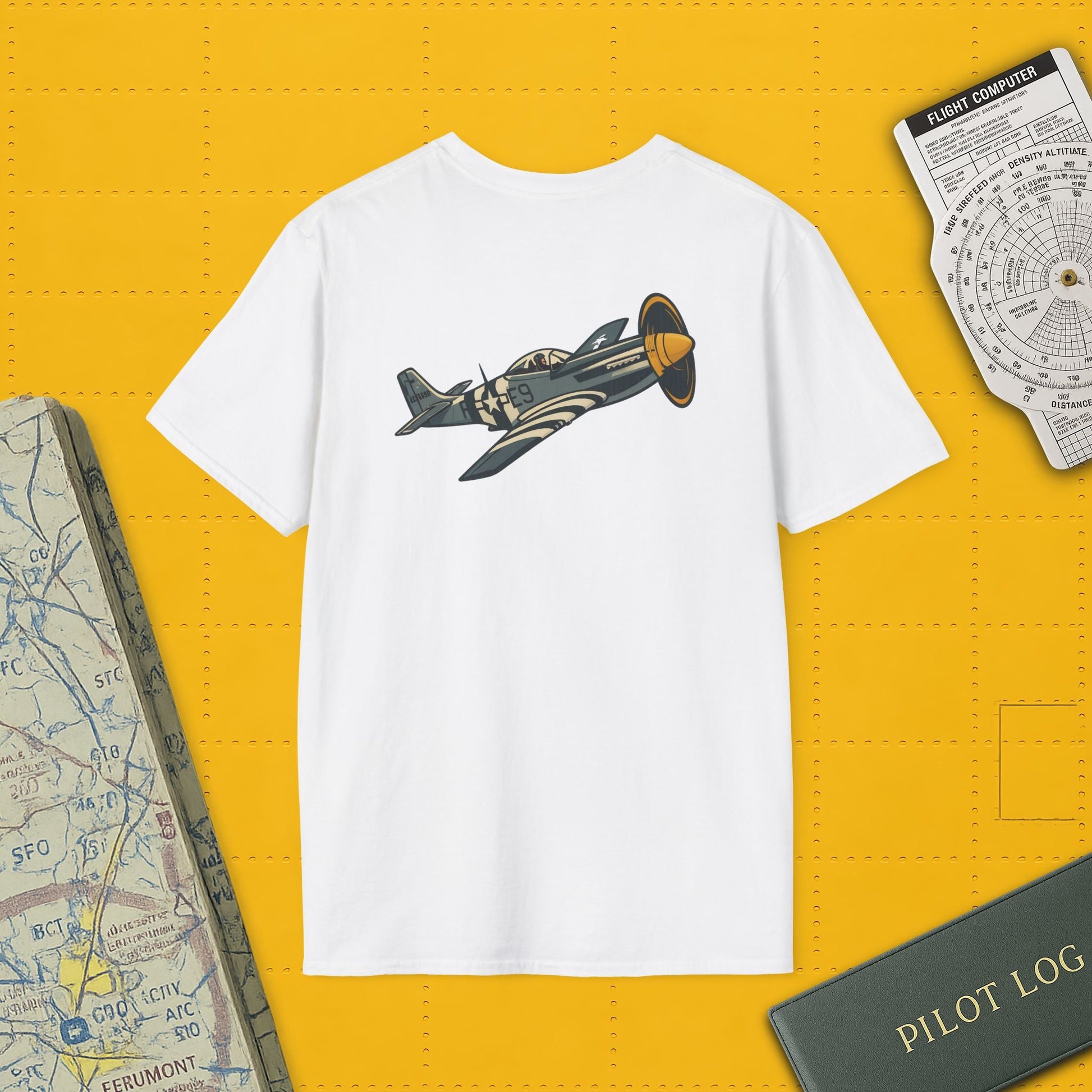 Mustang Premium T-Shirt – Long-Range Escort Fighter Full Graphic WWII Tee - Pilot gifts - warbird t-shirt