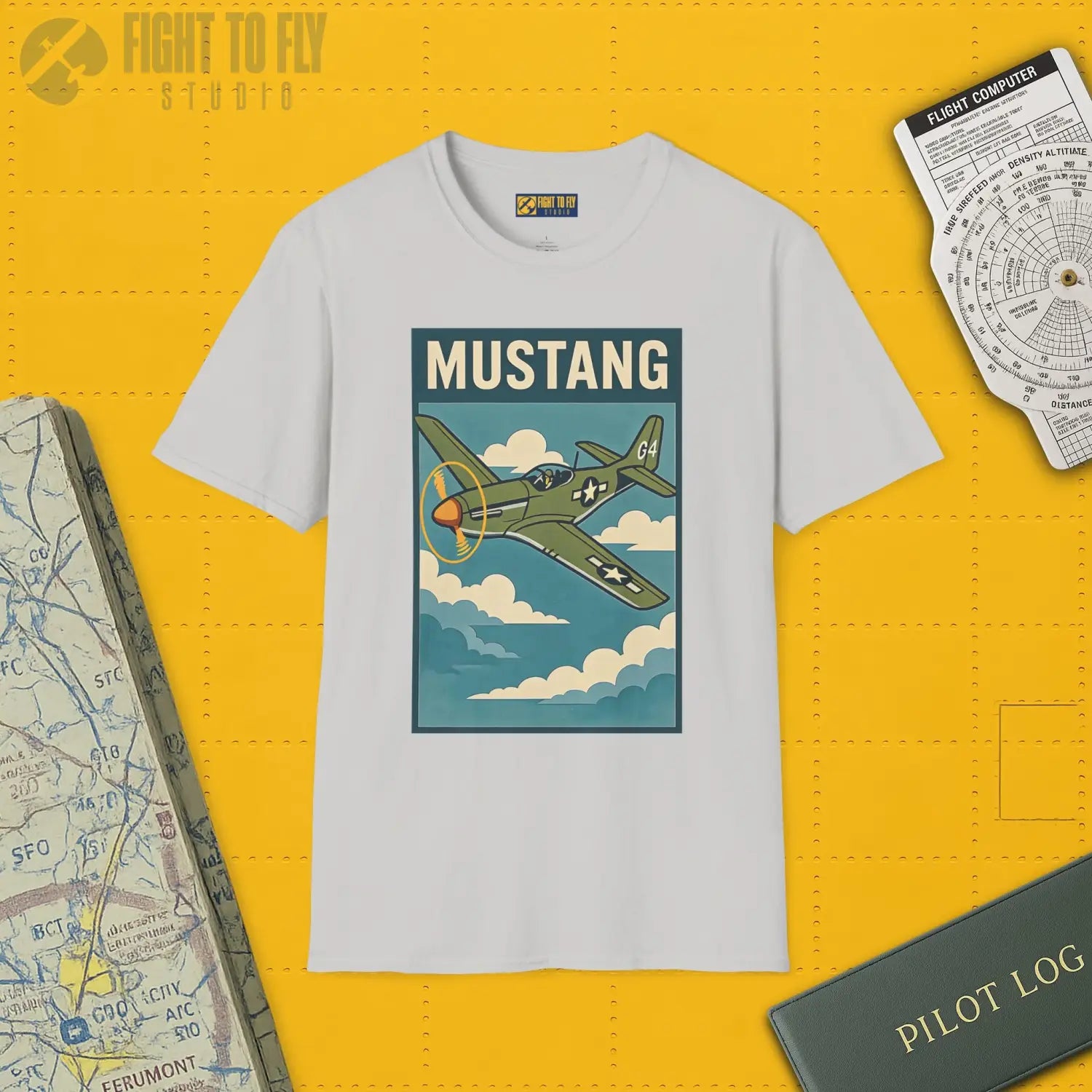 P-51D Mustang Premium Full Graphic T-Shirt - Pilot gifts - WWII warbird t-shirt