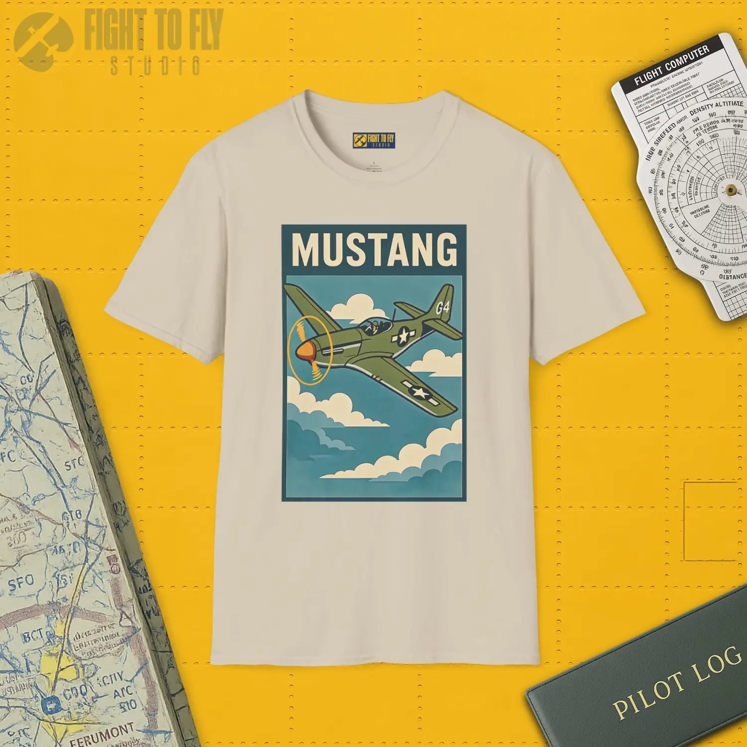 P-51D Mustang Premium Full Graphic T-Shirt - Pilot gifts - WWII warbird t-shirt