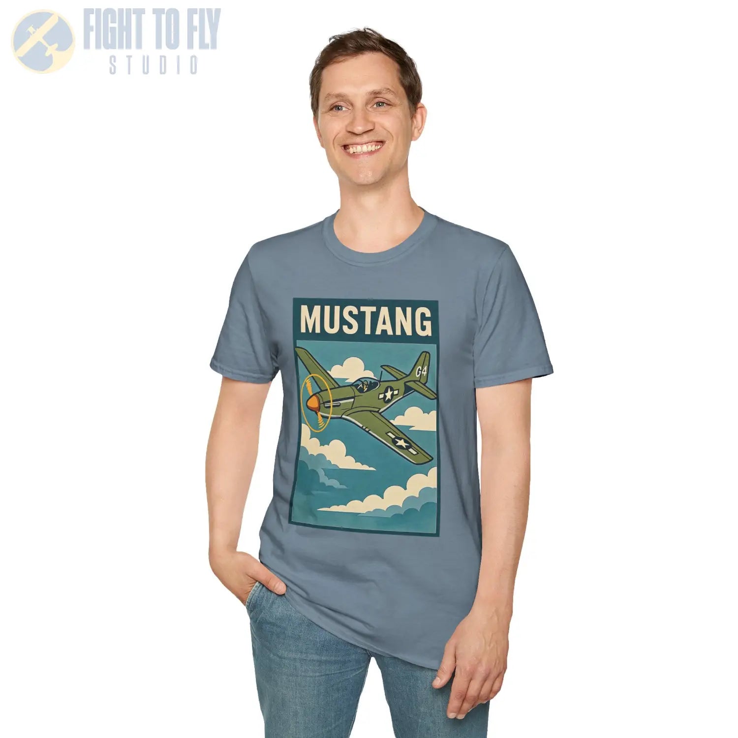 P-51D Mustang Premium Full Graphic T-Shirt - Pilot gifts - WWII warbird t-shirt