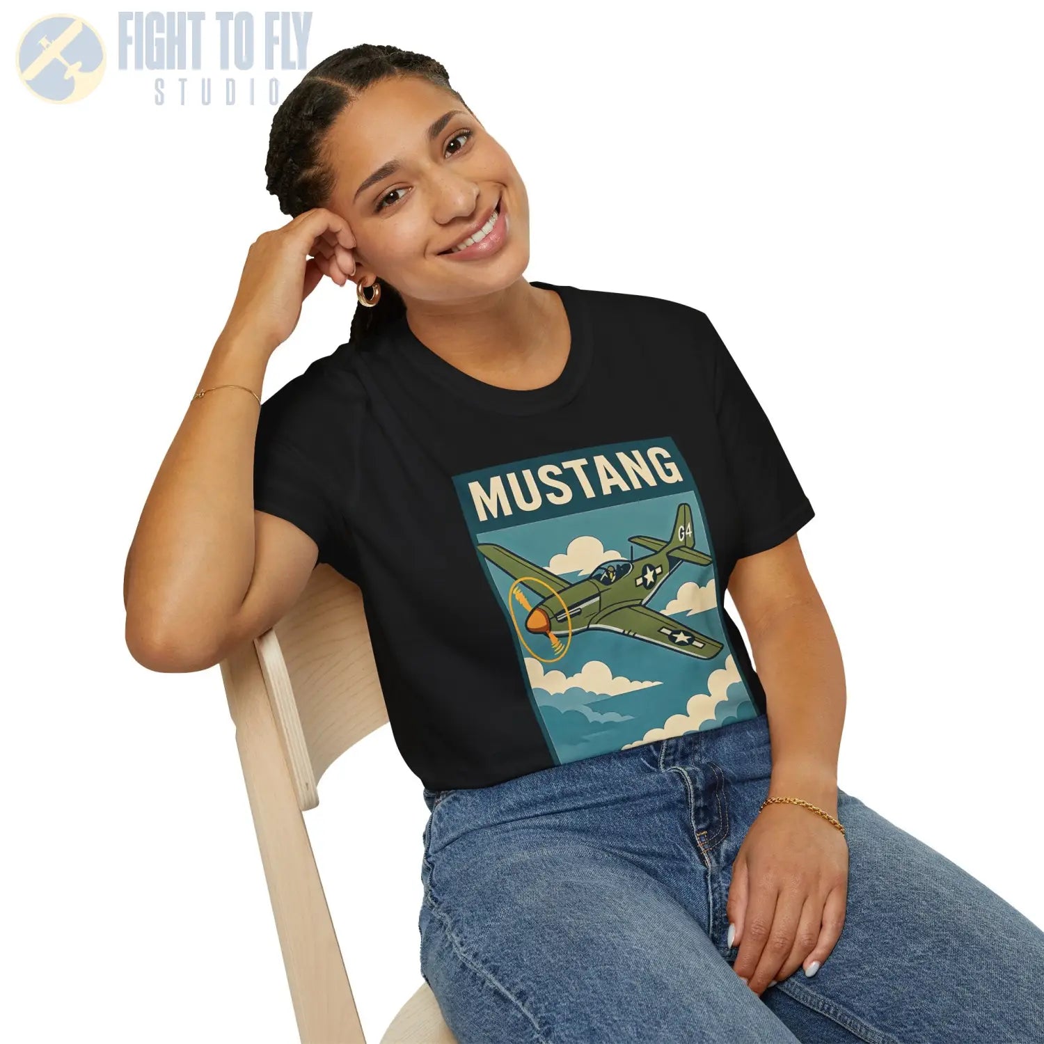 P-51D Mustang Premium Full Graphic T-Shirt - Pilot gifts - WWII warbird t-shirt
