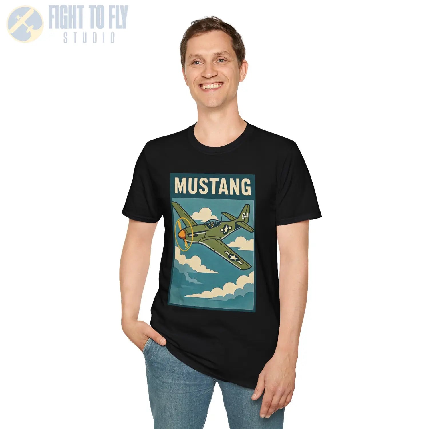P-51D Mustang Premium Full Graphic T-Shirt - Pilot gifts - WWII warbird t-shirt