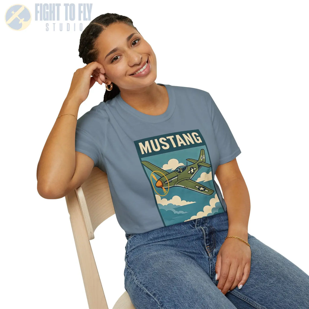 P-51D Mustang Premium Full Graphic T-Shirt - Pilot gifts - WWII warbird t-shirt