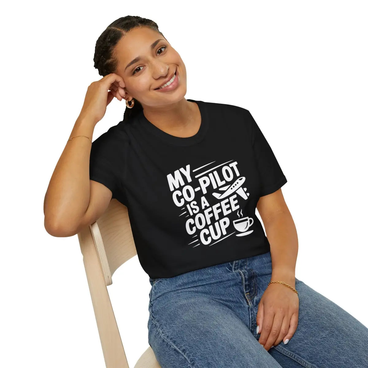 My Co-Pilot is Coffee - T-Shirt - Pilot gifts - WWII warbird t-shirt