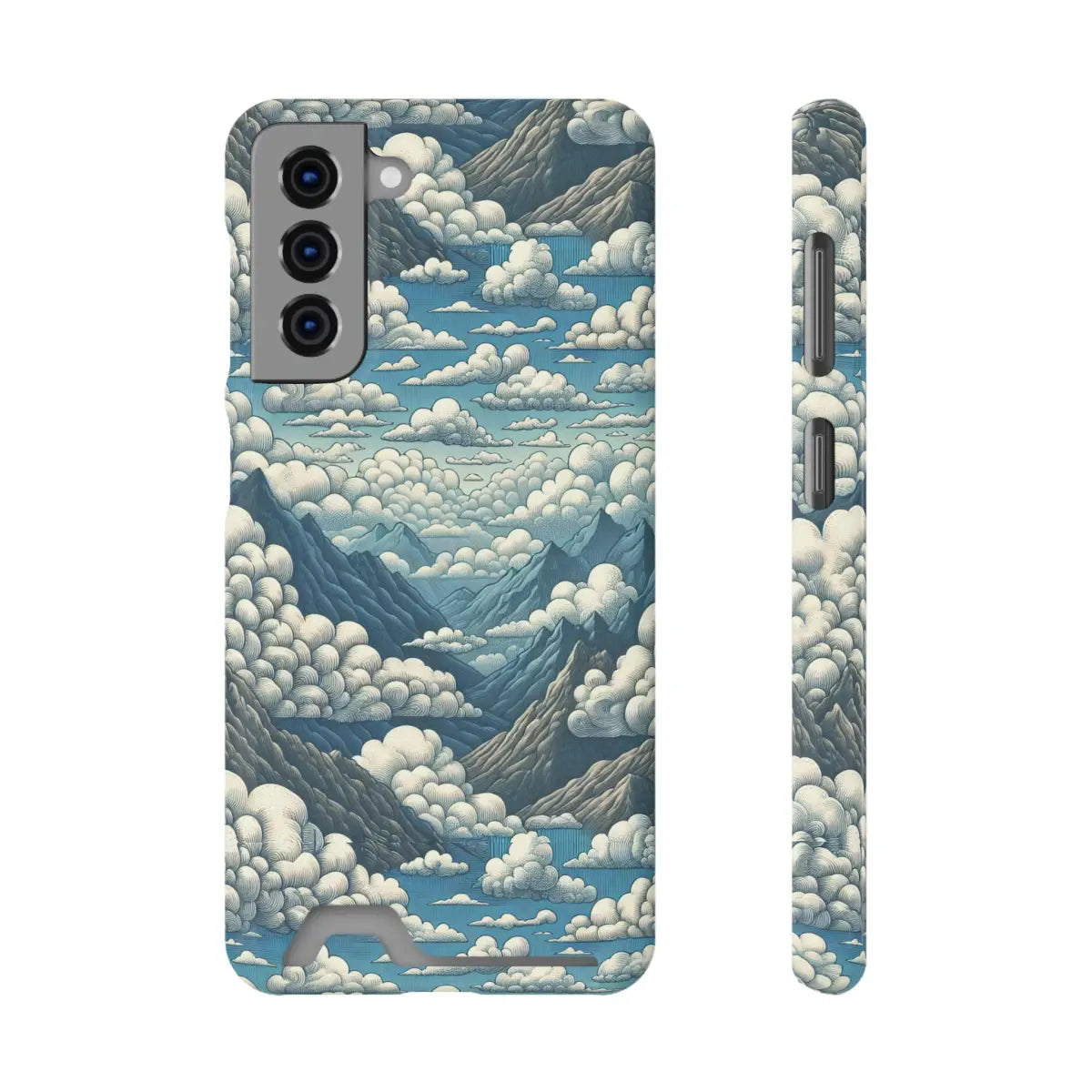Nature-Inspired Phone Case with Card Holder - Clouds & Mountains Design - Gifts for pilots - Aviation apparel