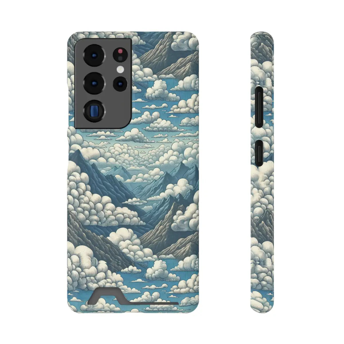 Nature-Inspired Phone Case with Card Holder - Clouds & Mountains Design - Gifts for pilots - Aviation apparel