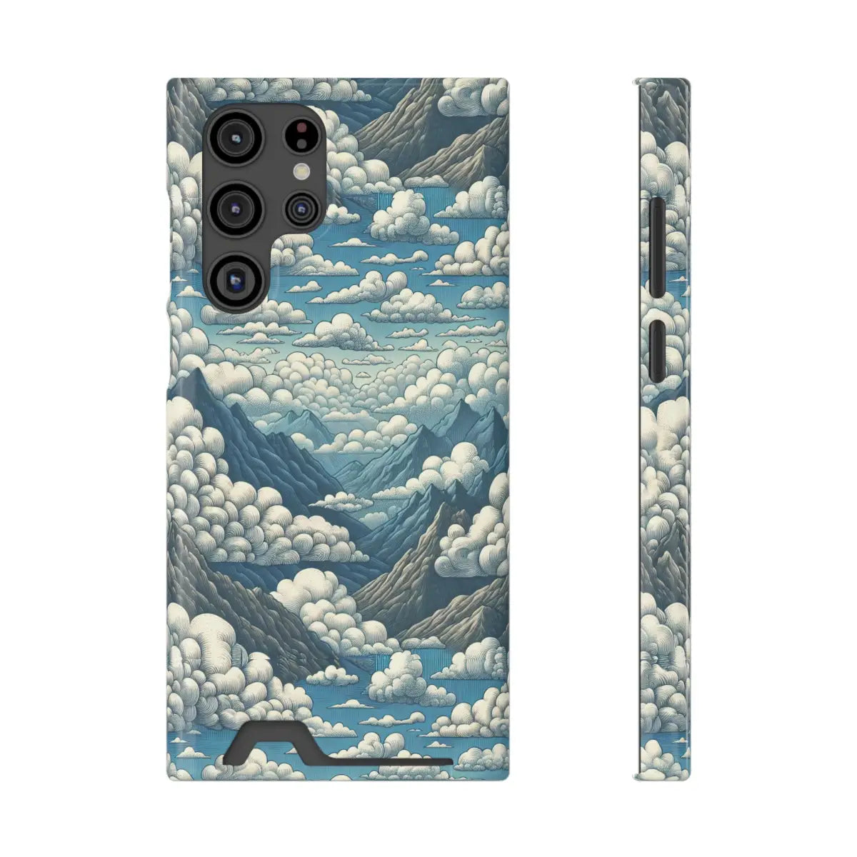 Nature-Inspired Phone Case with Card Holder - Clouds & Mountains Design - Gifts for pilots - Aviation apparel
