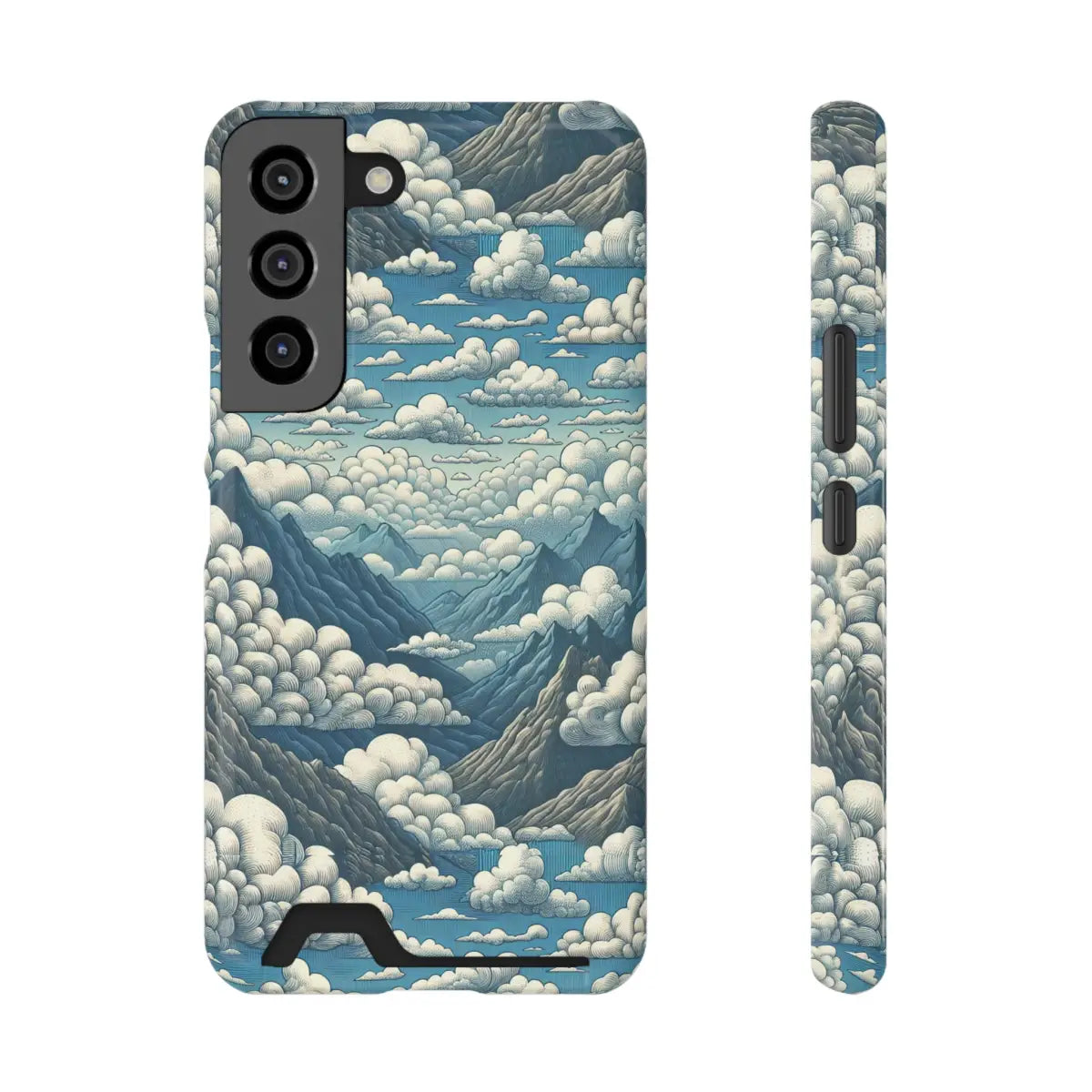 Nature-Inspired Phone Case with Card Holder - Clouds & Mountains Design - Gifts for pilots - Aviation apparel