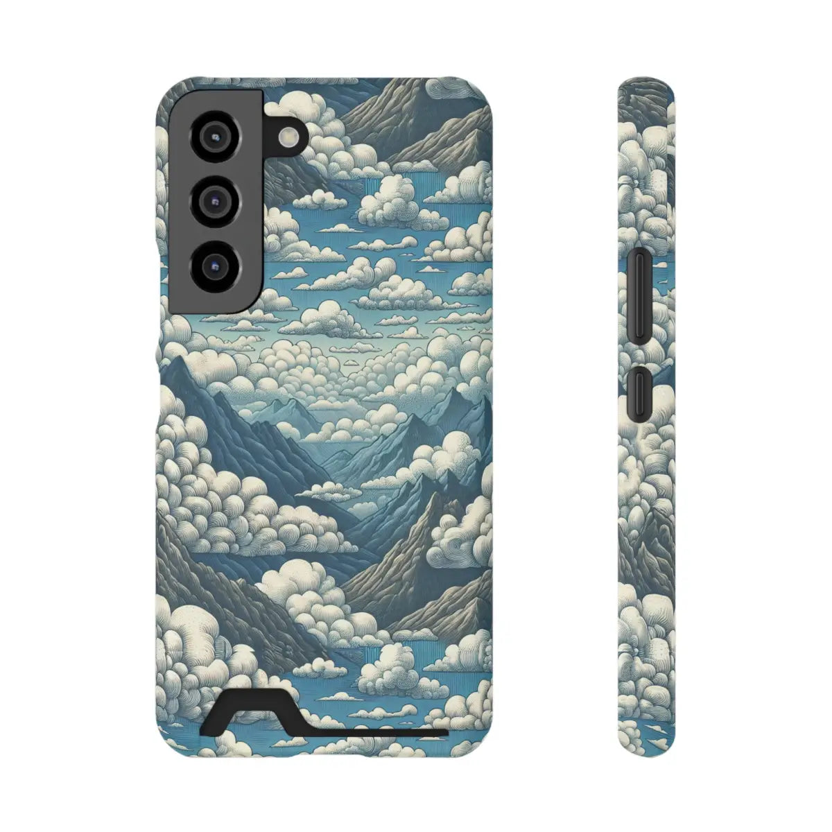 Nature-Inspired Phone Case with Card Holder - Clouds & Mountains Design - Gifts for pilots - Aviation apparel