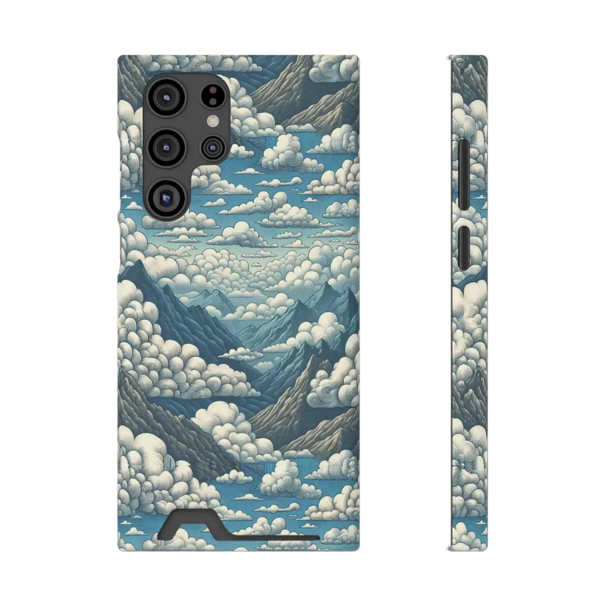 Nature-Inspired Phone Case with Card Holder - Clouds & Mountains Design - Gifts for pilots - Aviation apparel