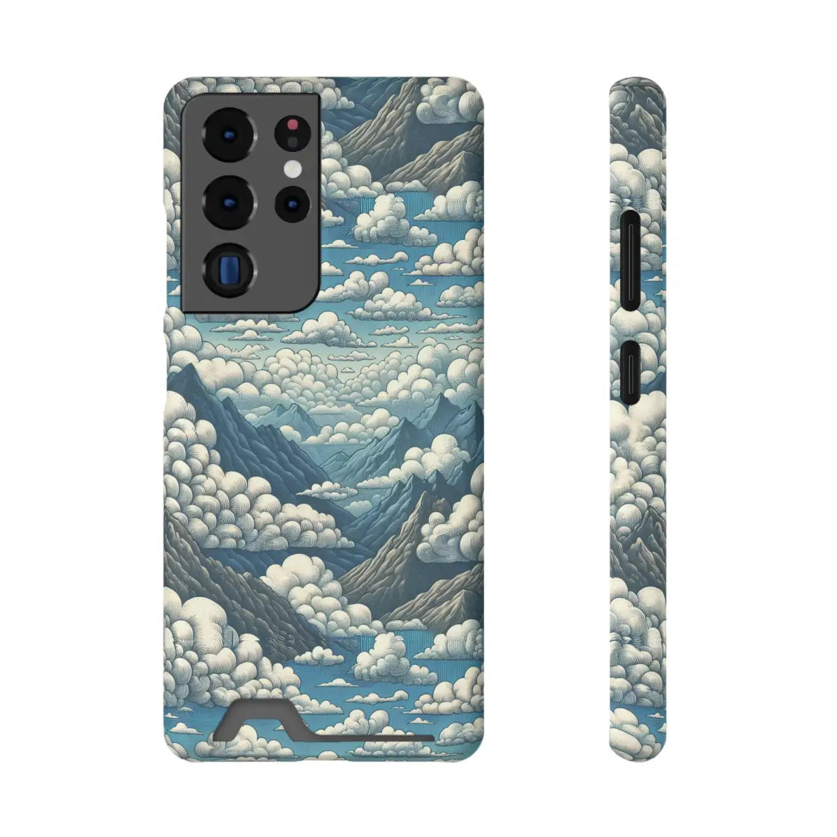 Nature-Inspired Phone Case with Card Holder - Clouds & Mountains Design - Gifts for pilots - Aviation apparel