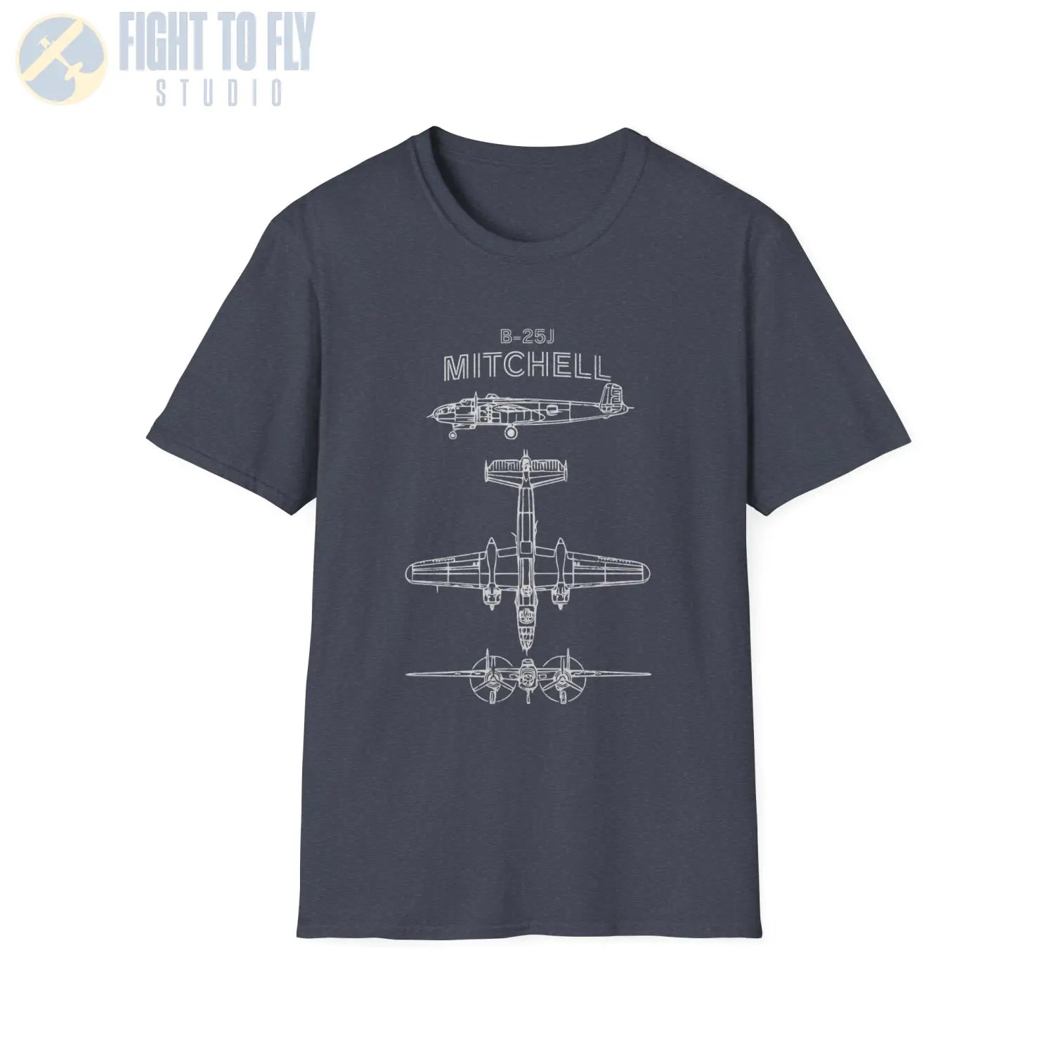 North American B-25J Mitchell — T-shirt - T-Shirt - Pilot gifts - WWII warbird t-shirt