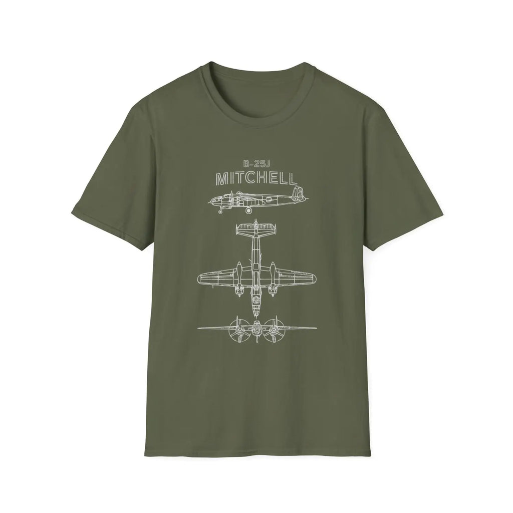 North American B-25J Mitchell — T-shirt - T-Shirt - Pilot gifts - WWII warbird t-shirt