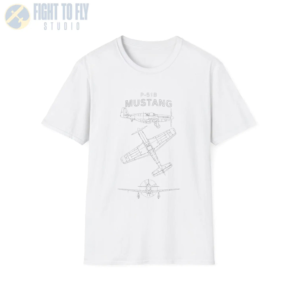 North American P-51B Mustang — T-shirt - T-Shirt - Pilot gifts - WWII warbird t-shirt