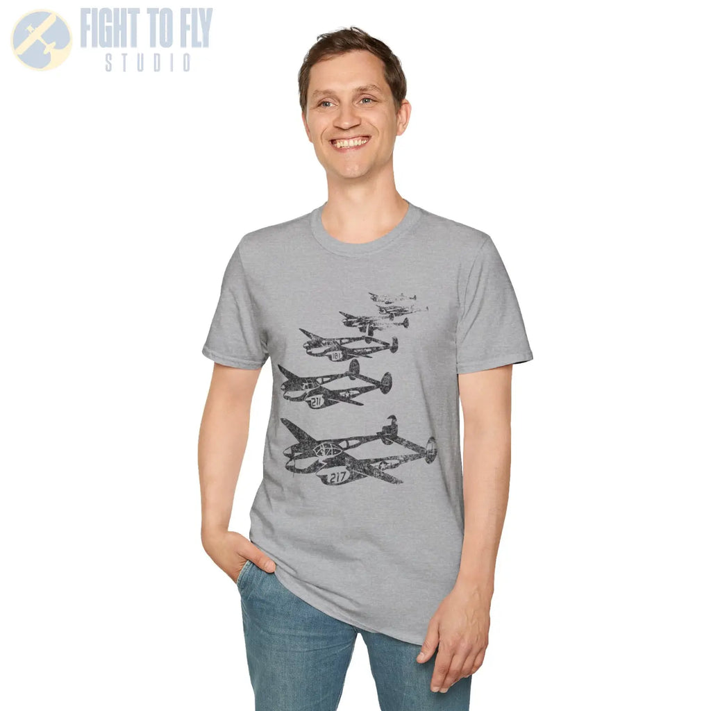P-38 Lightning “Formation Flight” WWII T-Shirt - Pilot gifts - warbird t-shirt