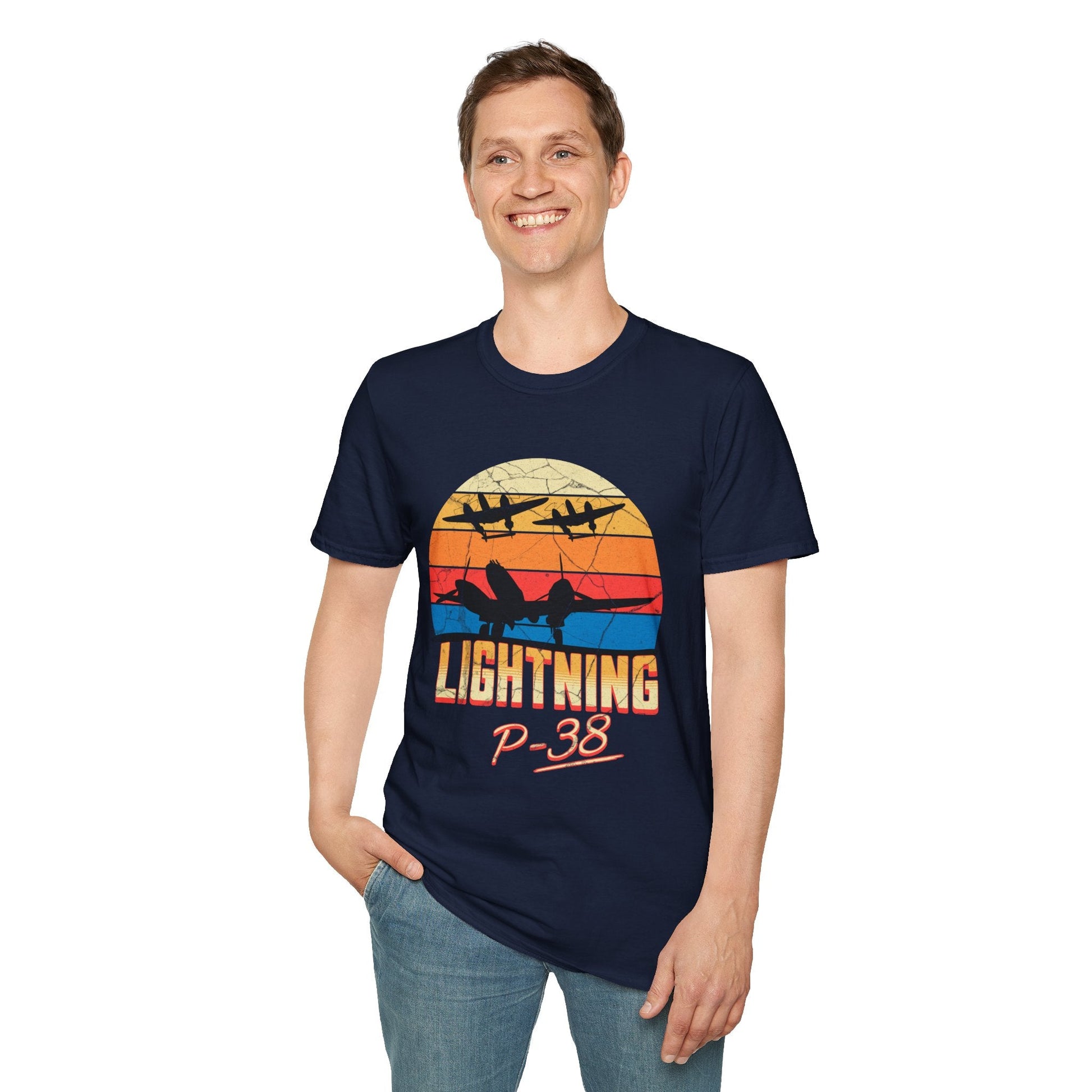P-38 Lightning Premium T-Shirt – WWII Twin-Engine Fighter Full Graphic Aviation Tee - Pilot gifts - warbird t-shirt