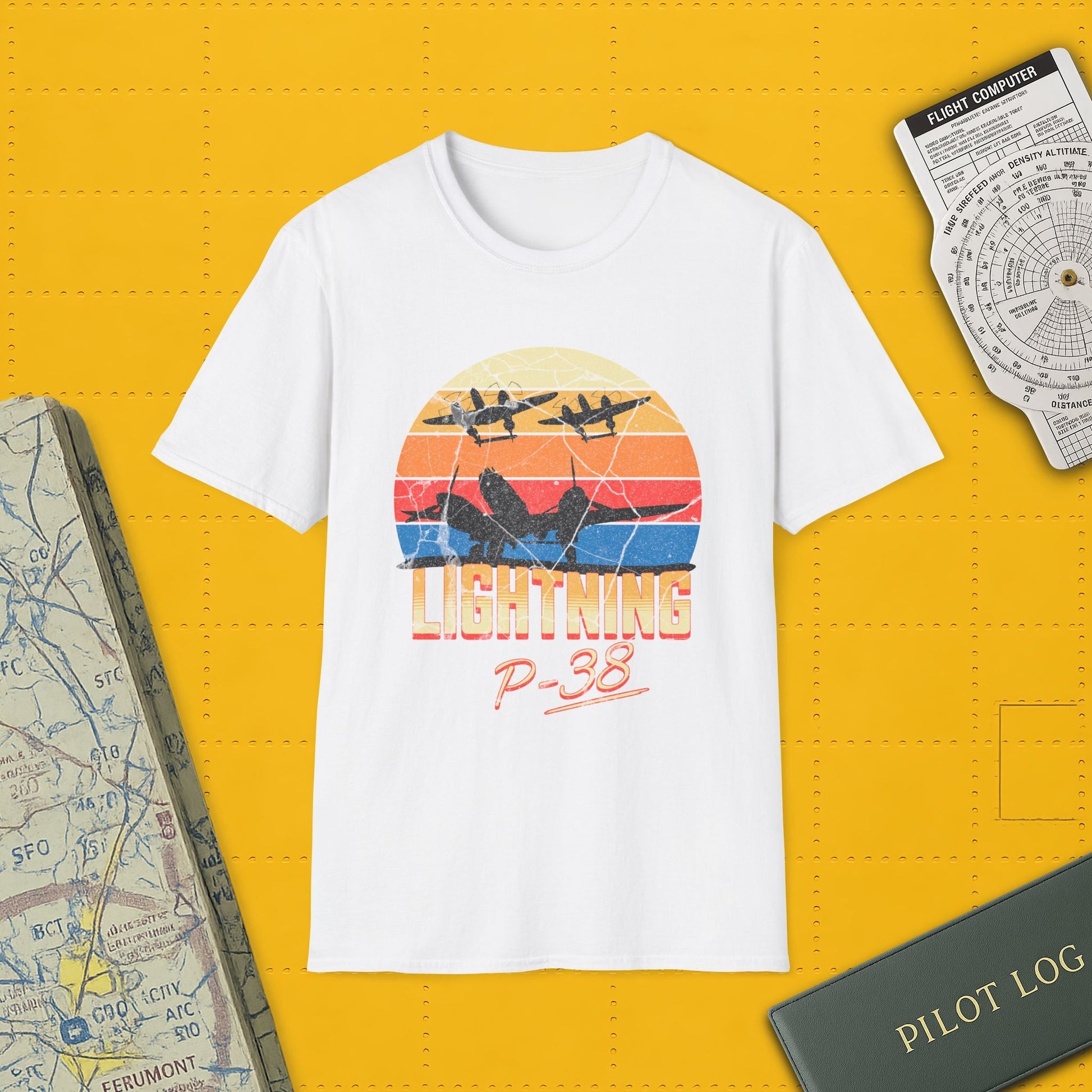 P-38 Lightning Premium T-Shirt – WWII Twin-Engine Fighter Full Graphic Aviation Tee - Pilot gifts - warbird t-shirt
