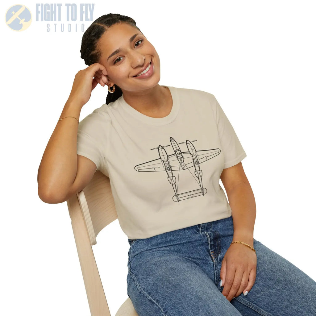 P-38 Lightning Top View T-Shirt - Pilot gifts - WWII warbird t-shirt