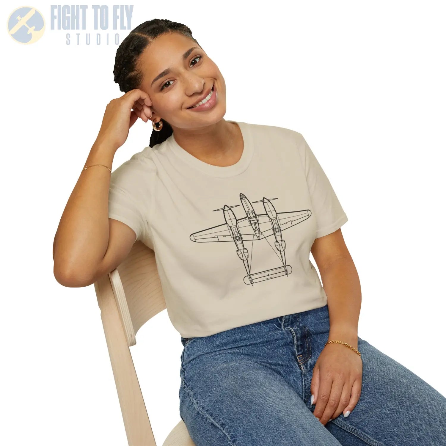 P-38 Lightning Top View T-Shirt - Pilot gifts - WWII warbird t-shirt