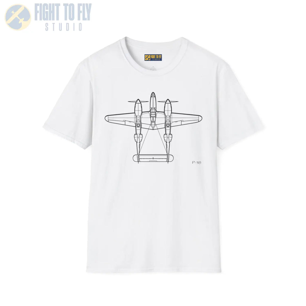P-38 Lightning Top View T-Shirt - Pilot gifts - WWII warbird t-shirt