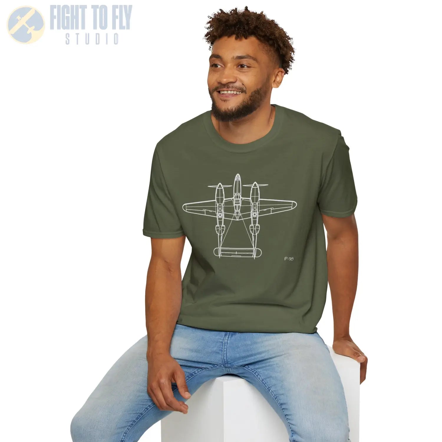 P-38 Lightning Top View T-Shirt - Pilot gifts - WWII warbird t-shirt