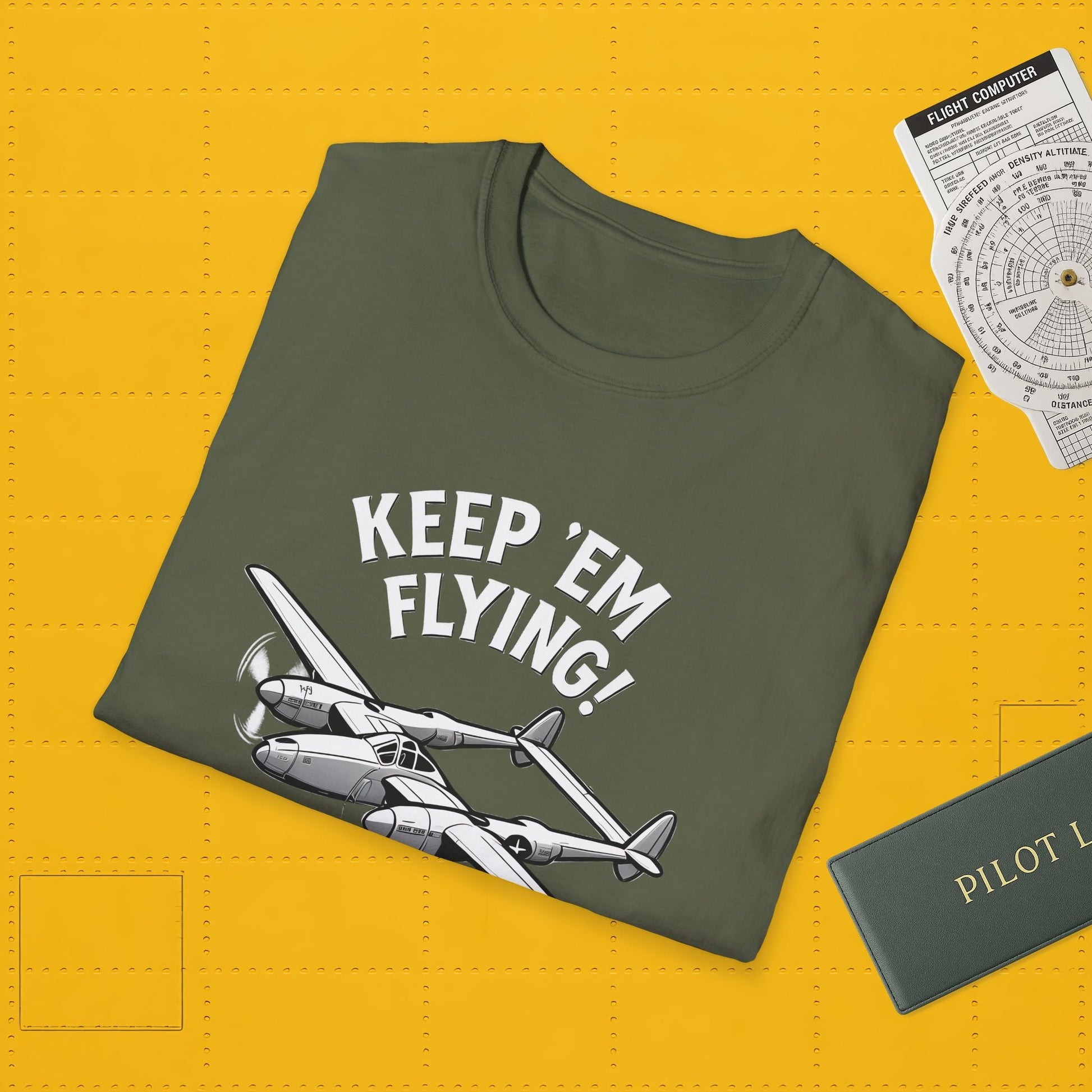 P-38 Premium T-Shirt – “Keep ’Em Flying!” WWII Twin-Boom Fighter Graphic Tee - Pilot gifts - warbird t-shirt