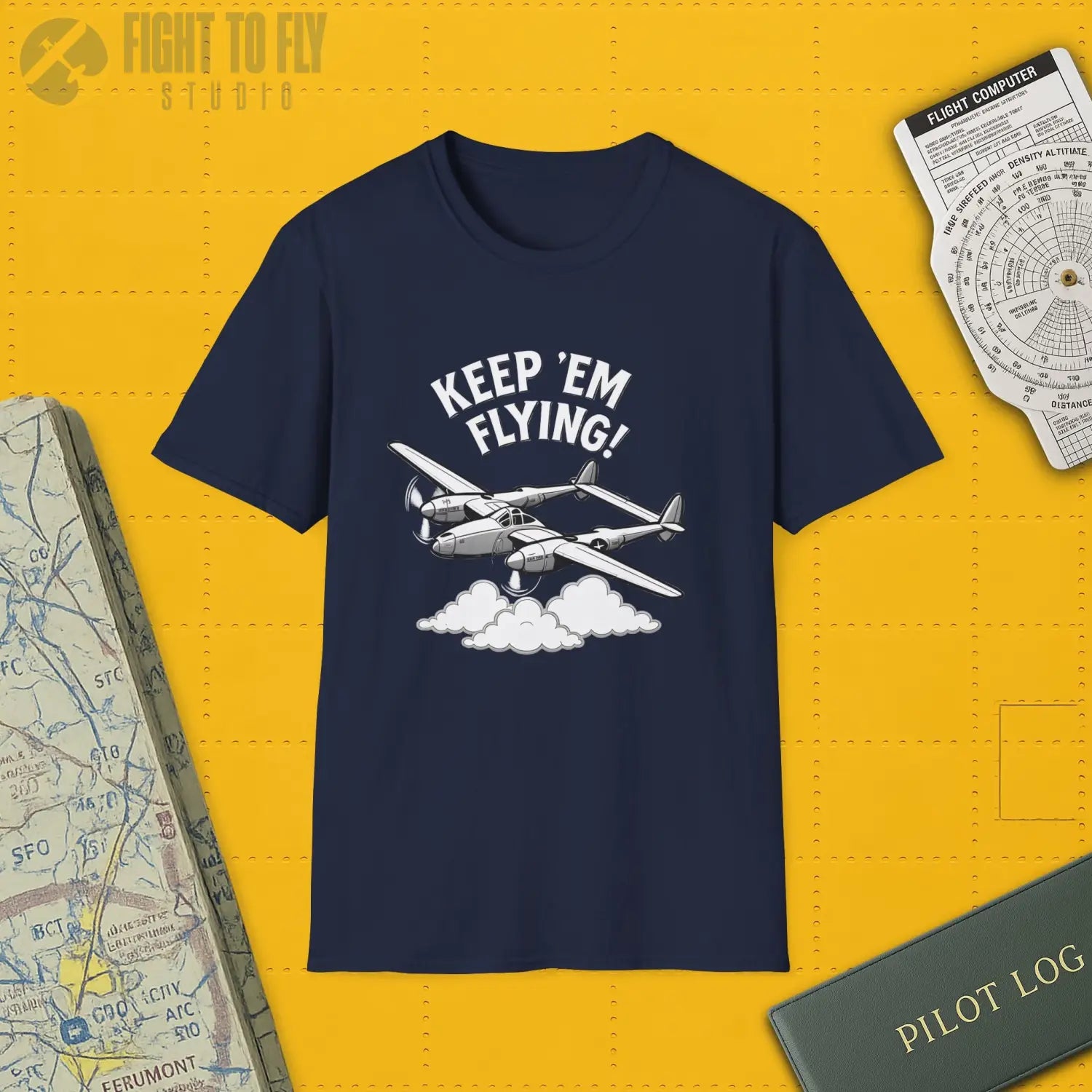 P-38 “Keep ’Em Flying!” - T-Shirt - Pilot gifts - WWII warbird t-shirt