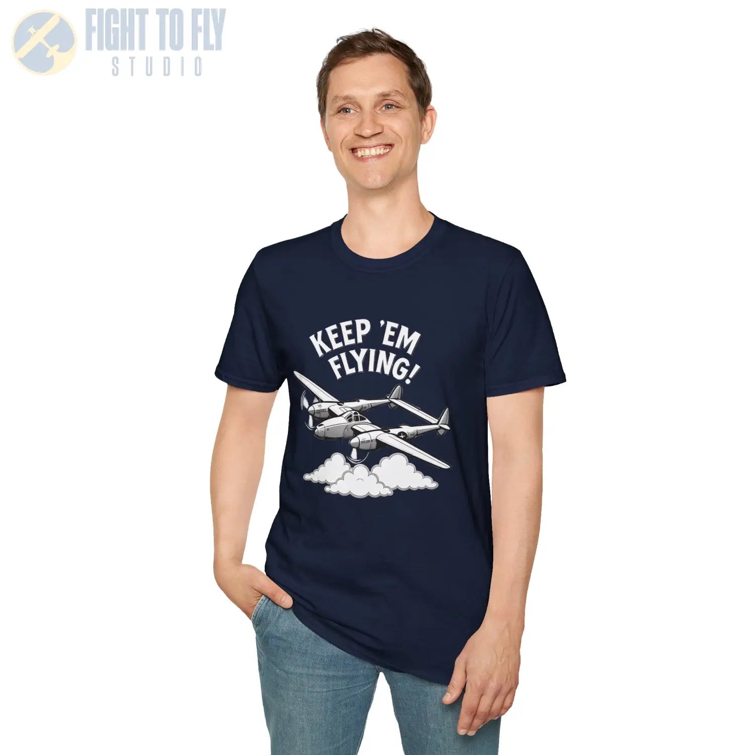P-38 “Keep ’Em Flying!” - T-Shirt - Pilot gifts - WWII warbird t-shirt