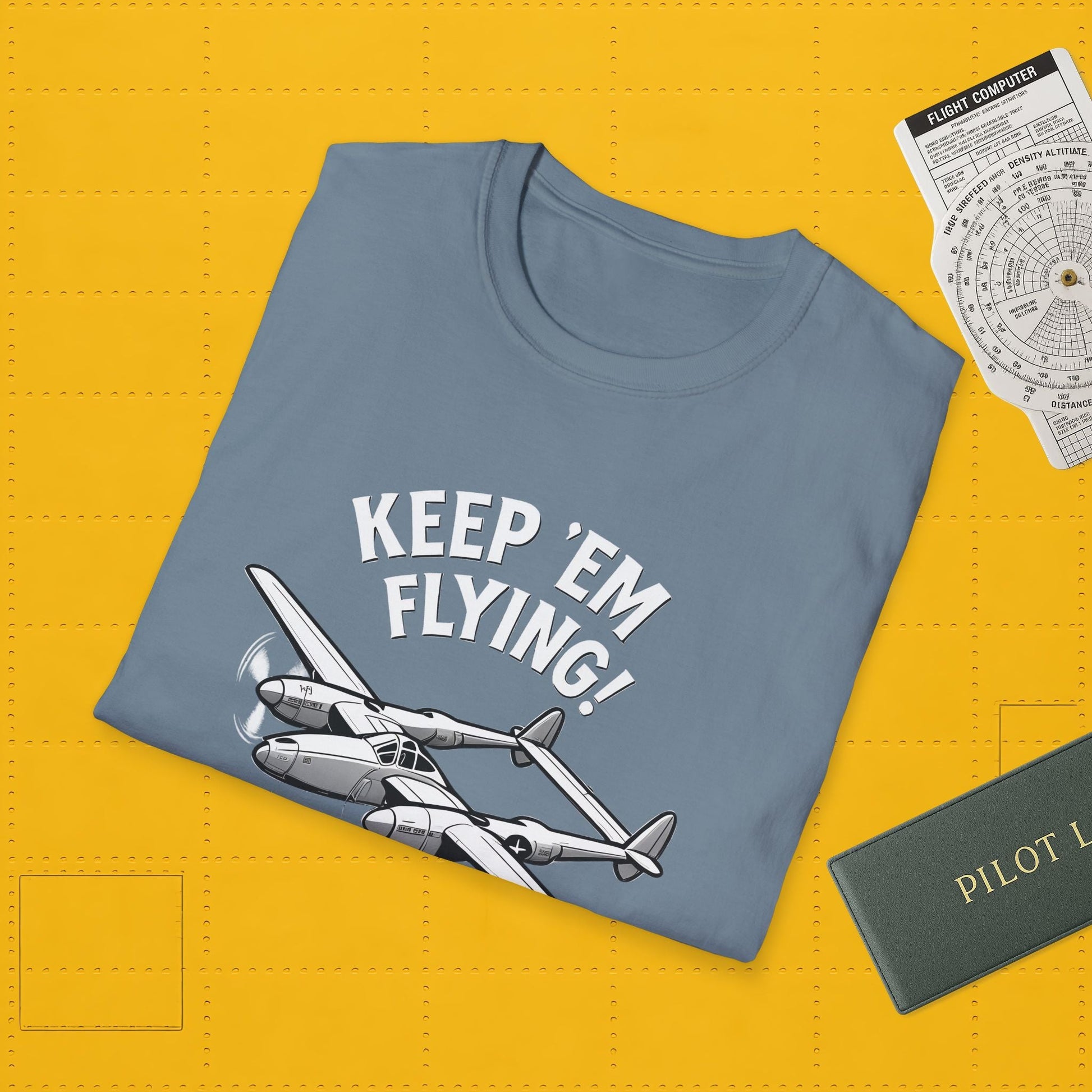 P-38 Premium T-Shirt – “Keep ’Em Flying!” WWII Twin-Boom Fighter Graphic Tee - Pilot gifts - warbird t-shirt