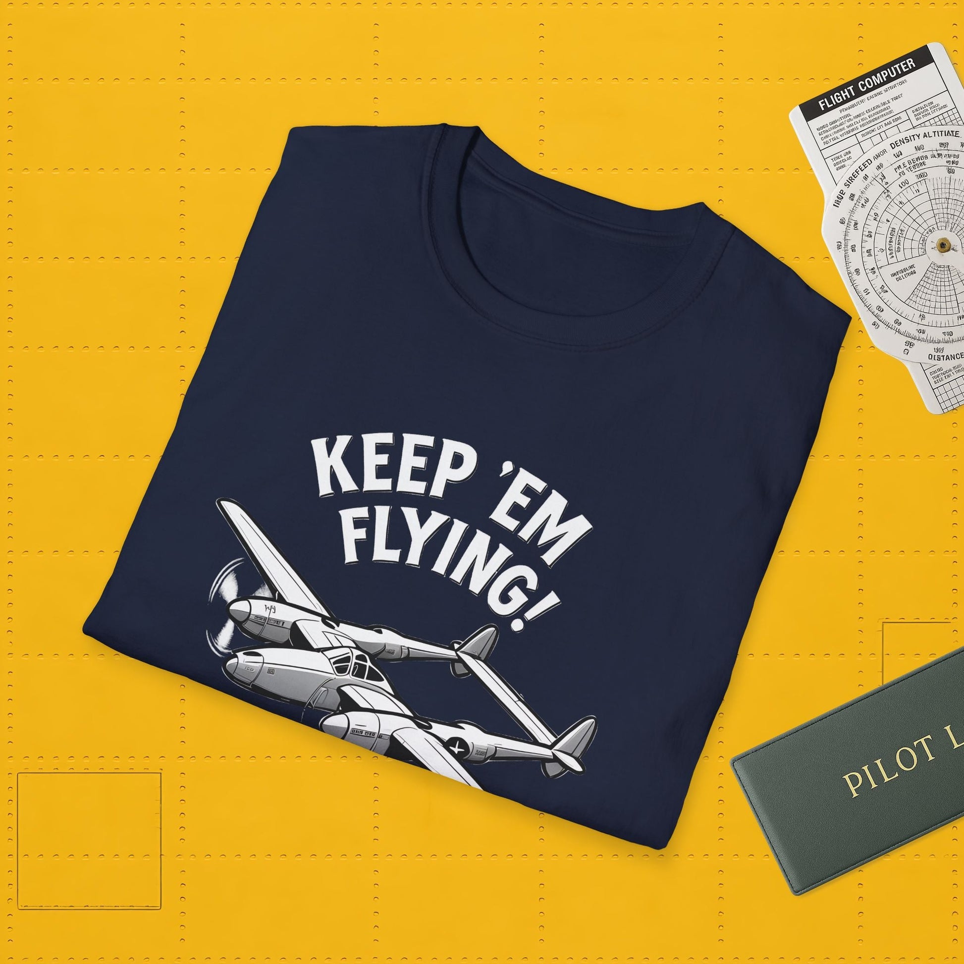 P-38 Premium T-Shirt – “Keep ’Em Flying!” WWII Twin-Boom Fighter Graphic Tee - Pilot gifts - warbird t-shirt