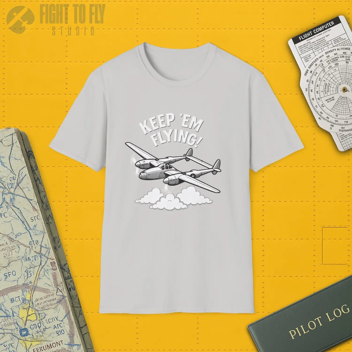 P-38 “Keep ’Em Flying!” - T-Shirt - Pilot gifts - WWII warbird t-shirt