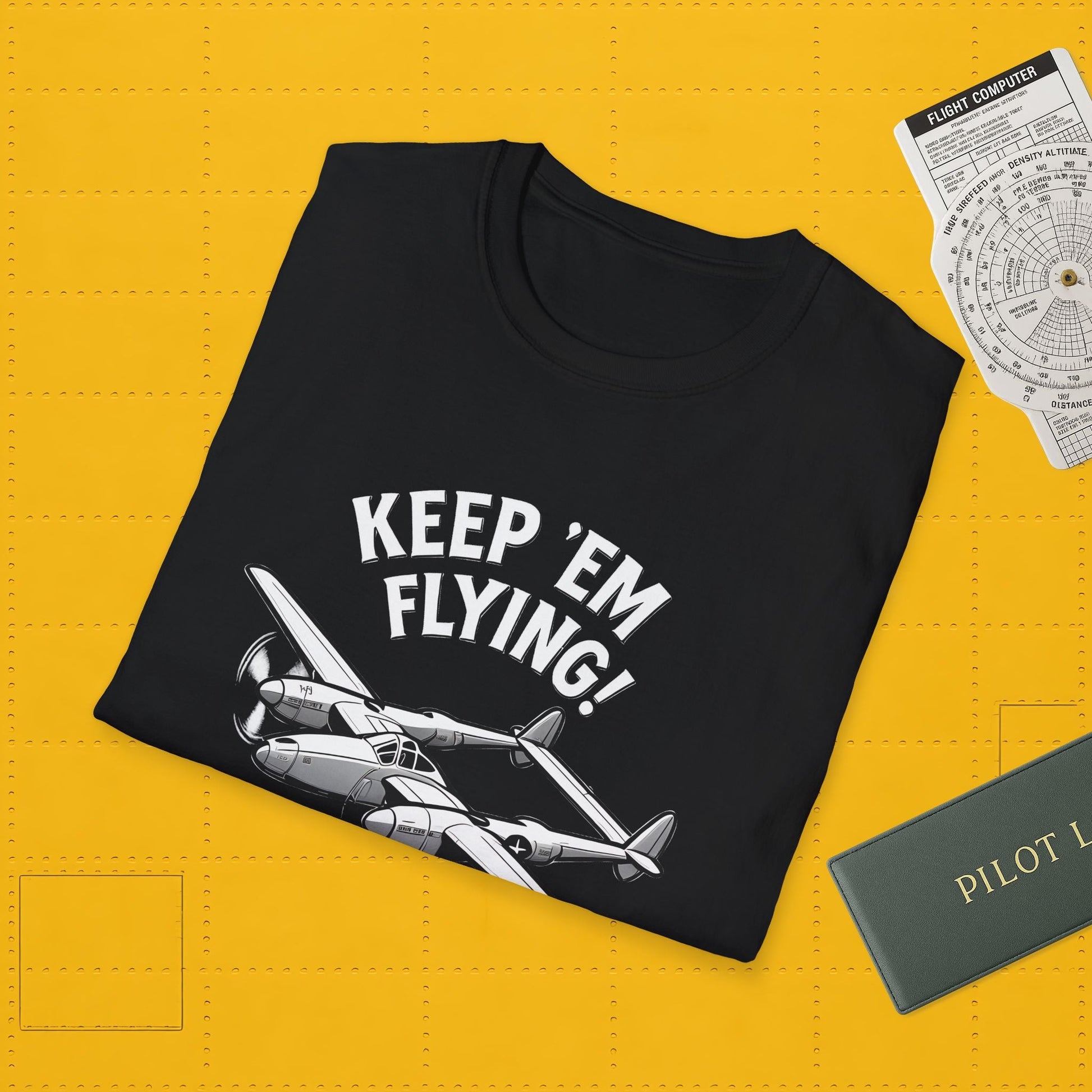 P-38 Premium T-Shirt – “Keep ’Em Flying!” WWII Twin-Boom Fighter Graphic Tee - Pilot gifts - warbird t-shirt