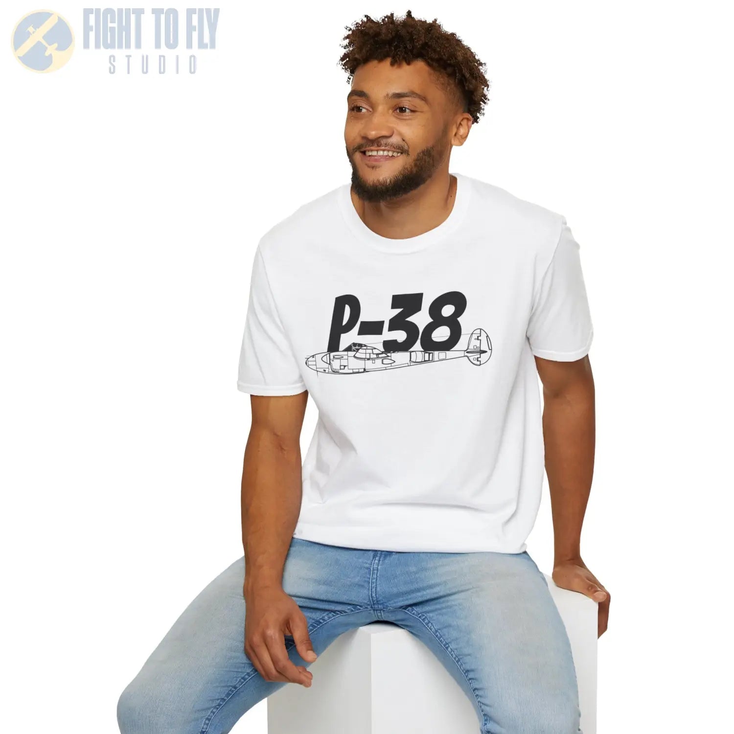 P-38 Lightning Side Profile T-Shirt - Pilot gifts - WWII warbird t-shirt