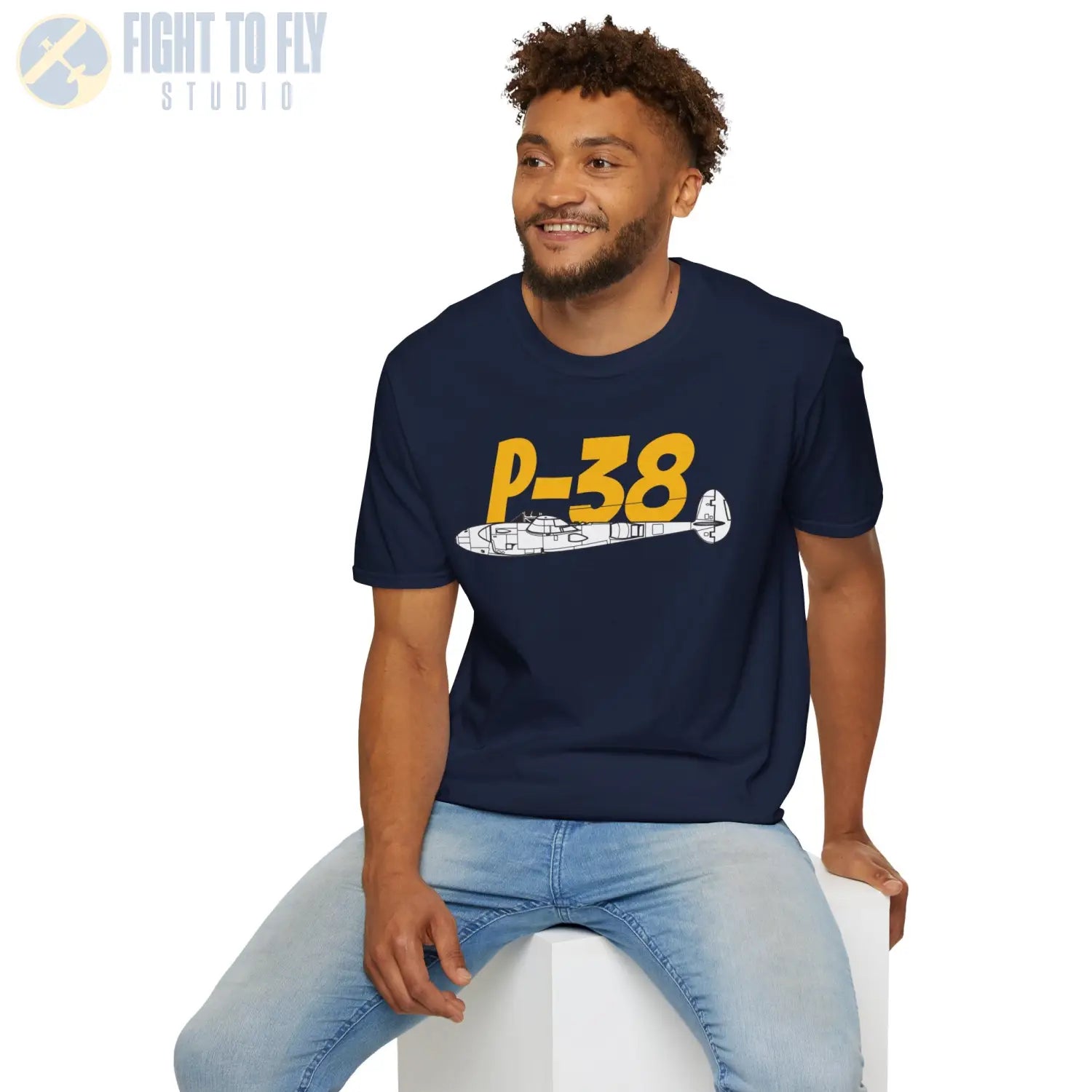 P-38 Lightning Side Profile T-Shirt - Pilot gifts - WWII warbird t-shirt