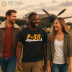 P-38 Lightning Side Profile T-Shirt - Pilot gifts - WWII warbird t-shirt