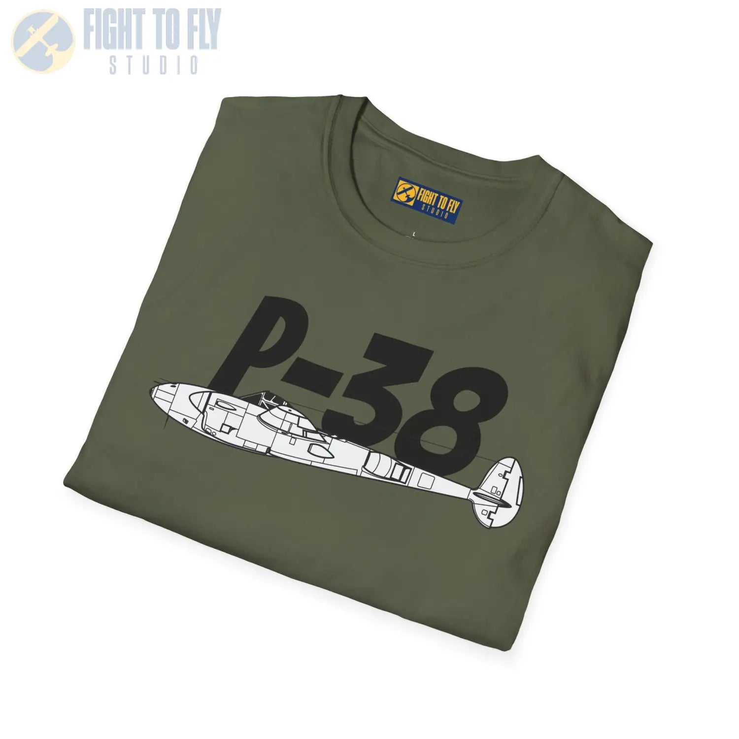 P-38 Lightning Side Profile T-Shirt - Pilot gifts - WWII warbird t-shirt