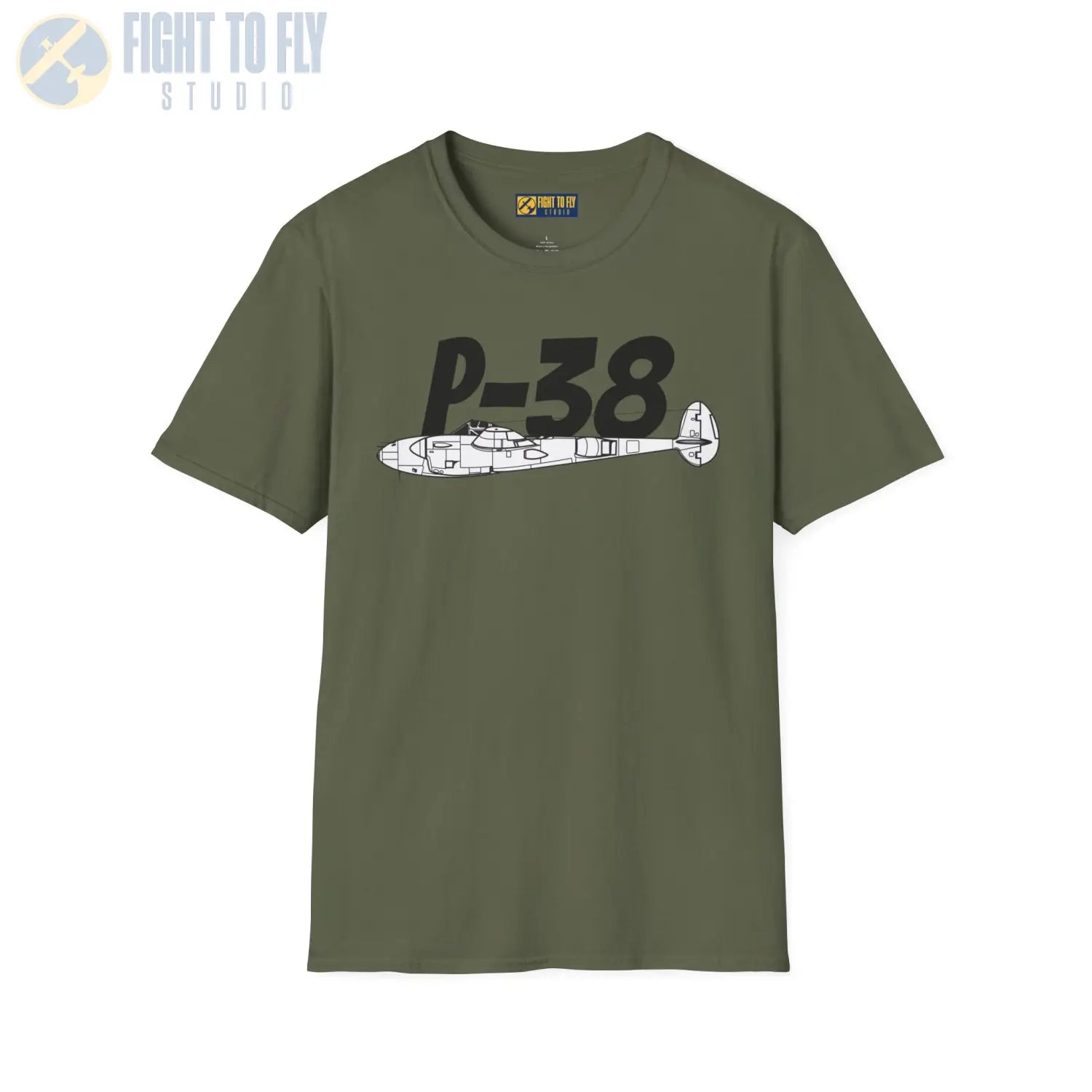 P-38 Lightning Side Profile T-Shirt - Pilot gifts - WWII warbird t-shirt