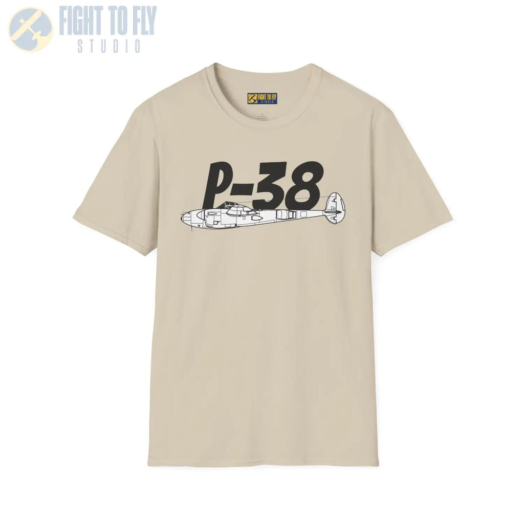 P-38 Lightning Side Profile T-Shirt - Pilot gifts - WWII warbird t-shirt