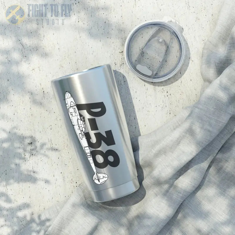 P-38 Tumbler – Twin Boom WWII Fighter Artwork - Mug - Pilot gifts - warbird t-shirt