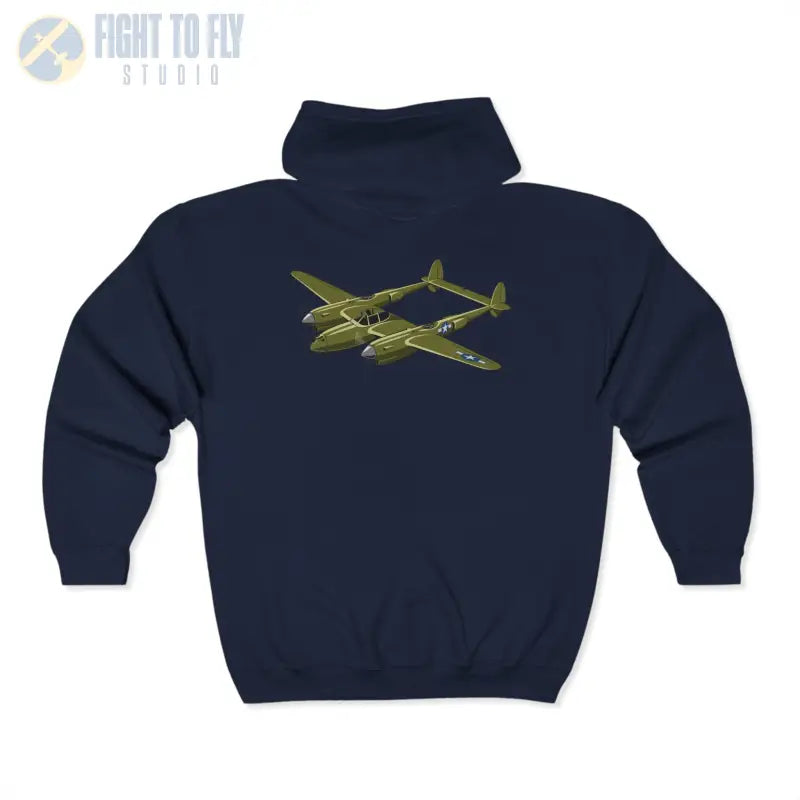 P-38 WWII Warbird Fighter Full Zip Hoodie - Pilot gifts - warbird t-shirt