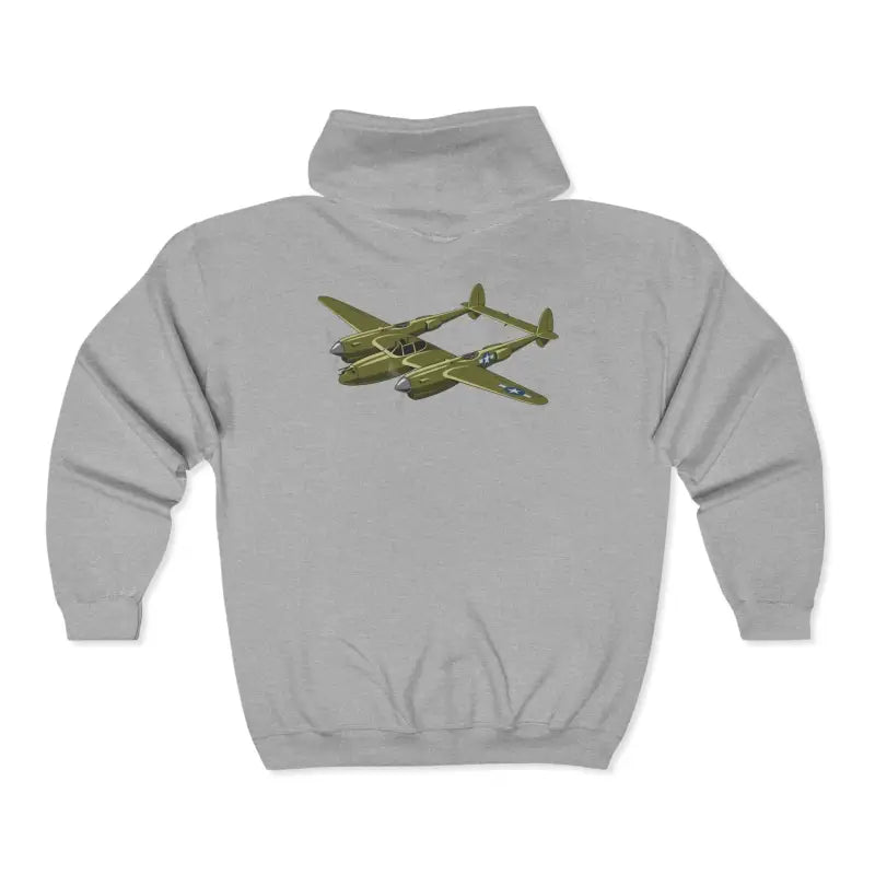 P-38 WWII Warbird Fighter Full Zip Hoodie - Pilot gifts - warbird t-shirt