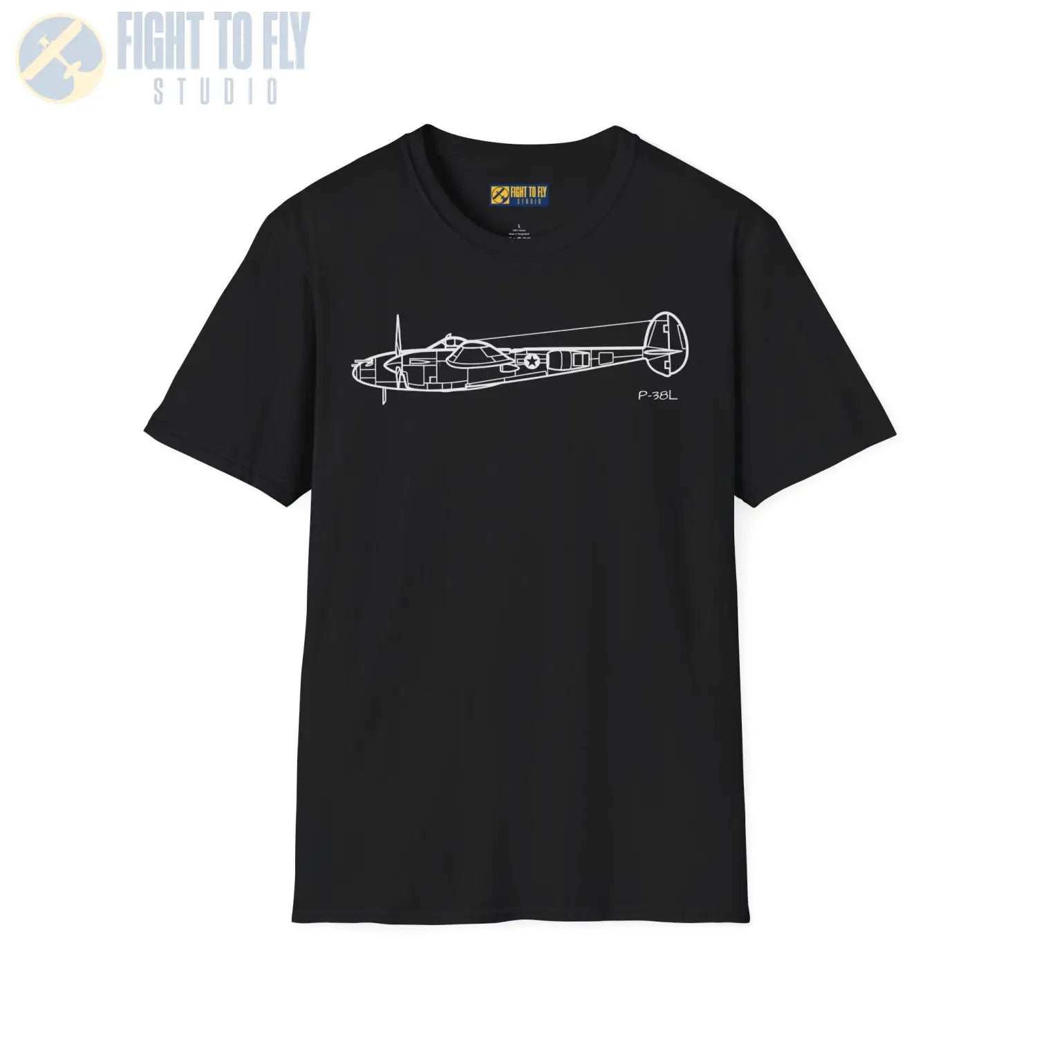 P-38L Lightning Side View T-Shirt - Pilot gifts - WWII warbird t-shirt