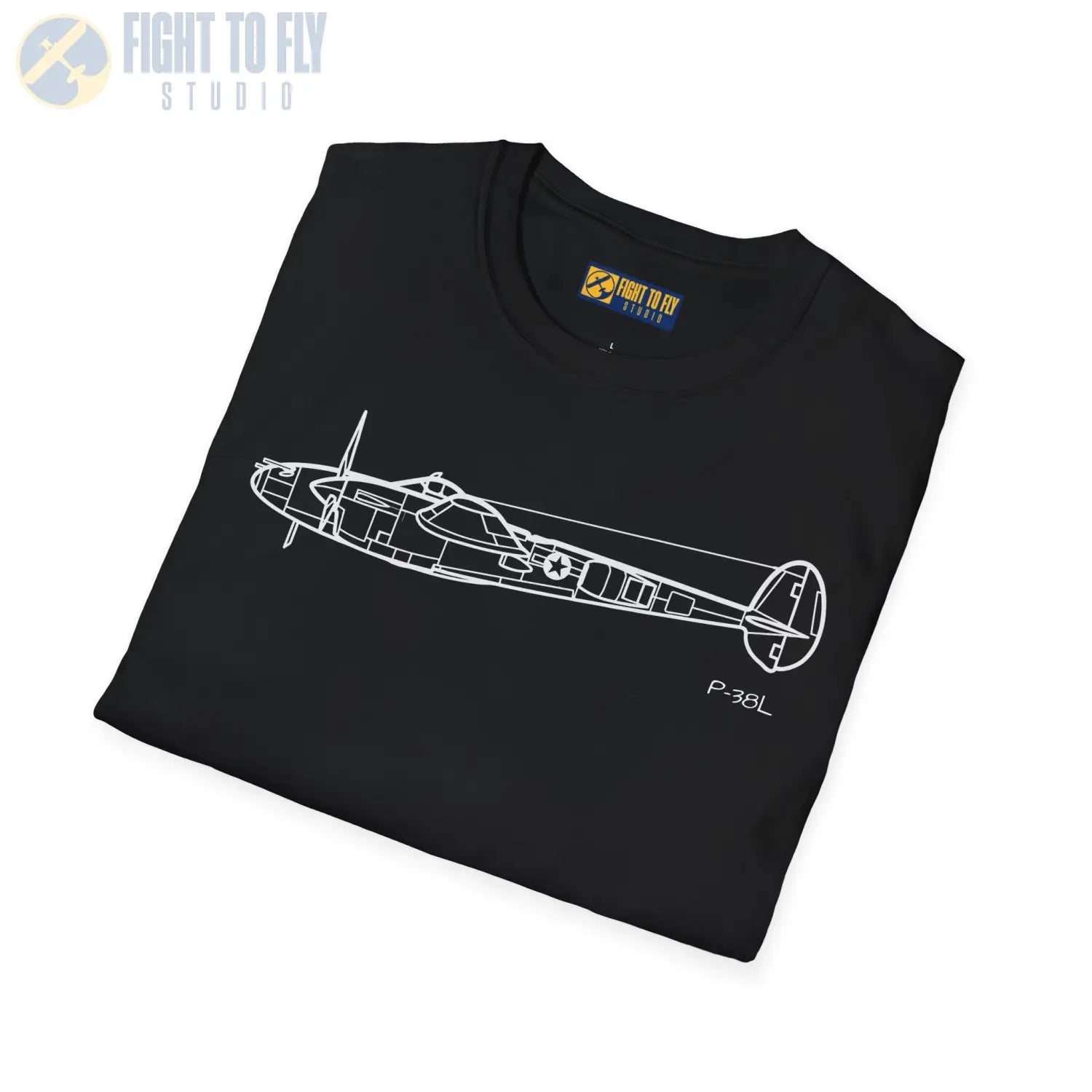 P-38L Lightning Side View T-Shirt - Pilot gifts - WWII warbird t-shirt