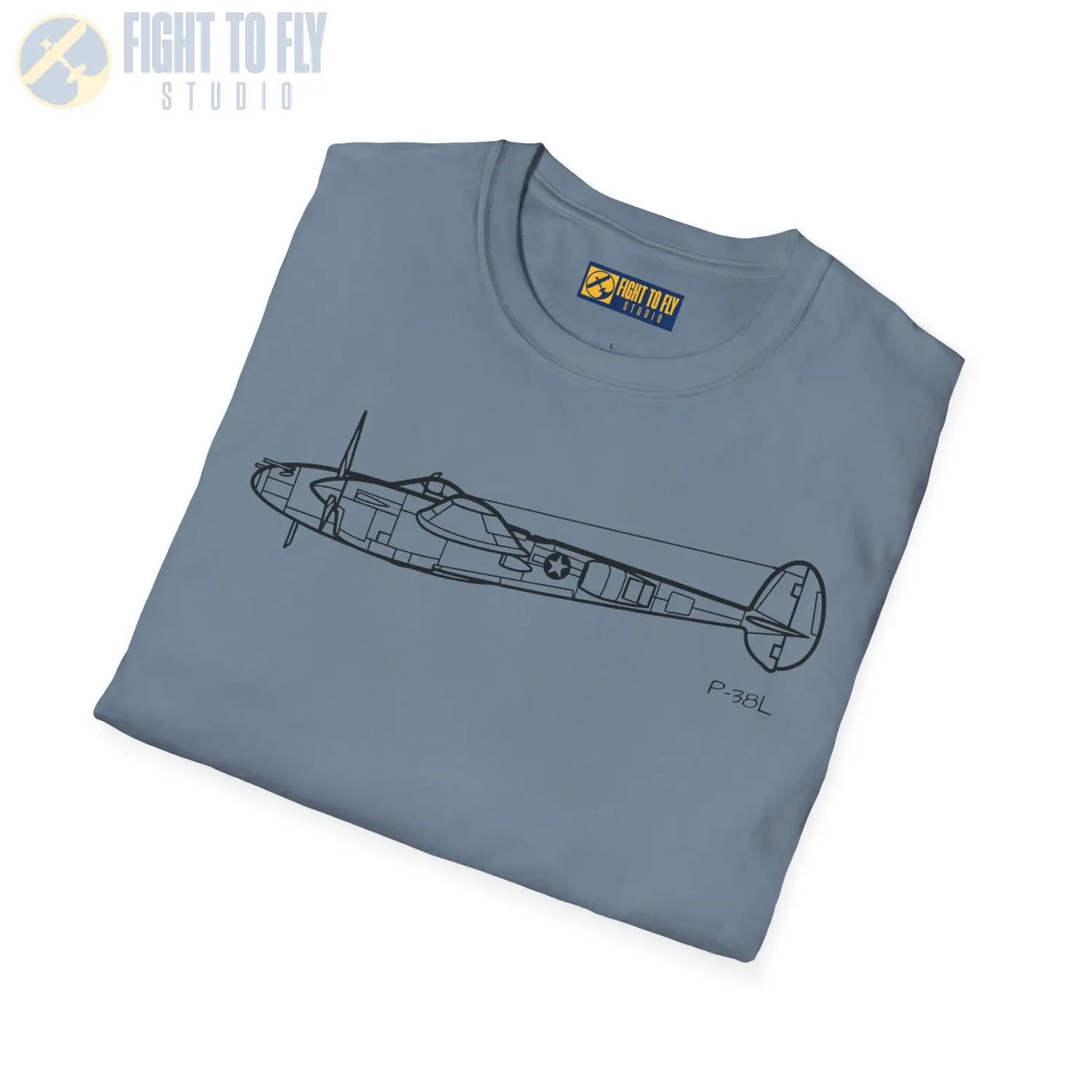 P-38L Lightning Side View T-Shirt - Pilot gifts - WWII warbird t-shirt