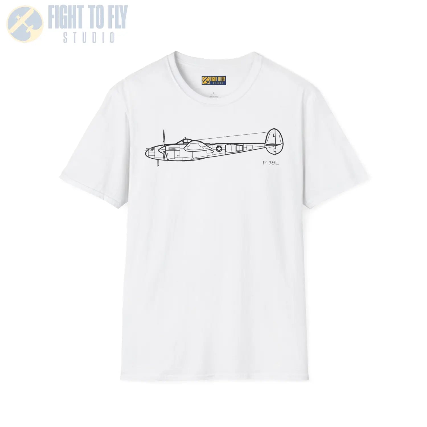 P-38L Lightning Side View T-Shirt - Pilot gifts - WWII warbird t-shirt