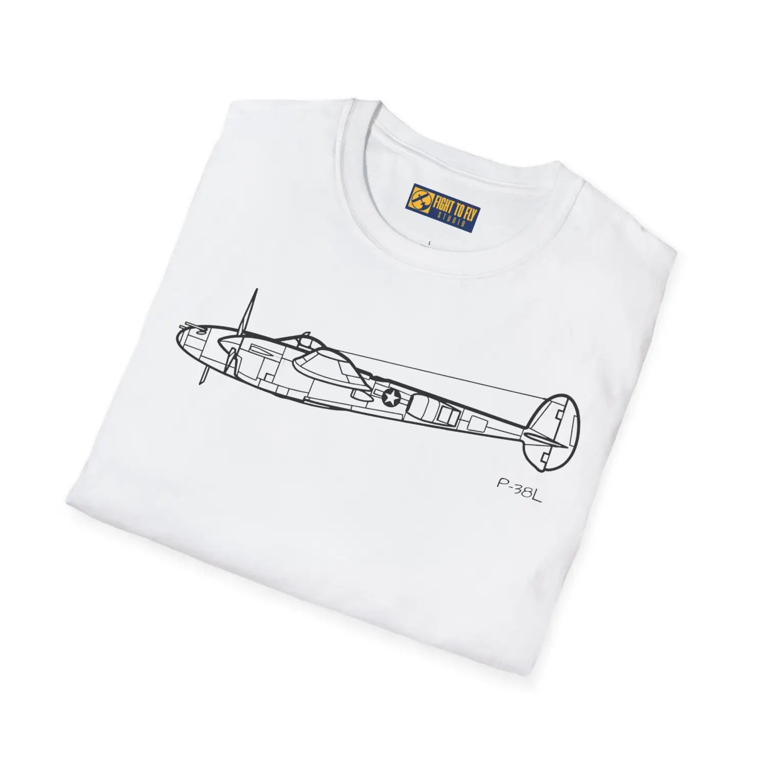 P-38L Lightning Side View T-Shirt - Pilot gifts - WWII warbird t-shirt