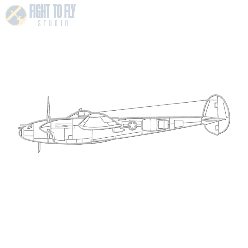 P-38L Side Die Cut Metal Wall Art - Sign - Pilot gifts - WWII warbird t-shirt
