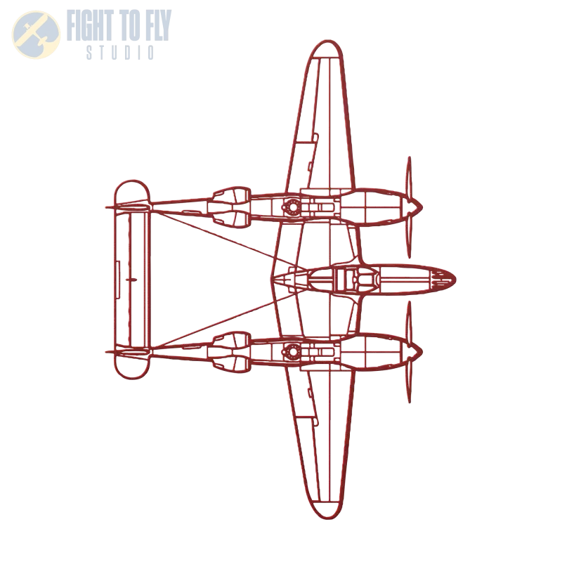 P-38L Top Die Cut Metal Wall Art - Sign - Pilot gifts - WWII warbird t-shirt