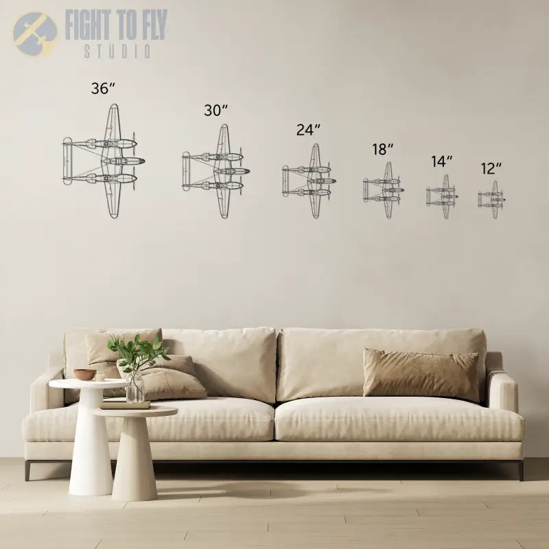 P-38L Top Die Cut Metal Wall Art - Sign - Pilot gifts - WWII warbird t-shirt