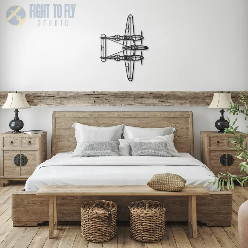 P-38L Top Die Cut Metal Wall Art - Sign - Pilot gifts - WWII warbird t-shirt